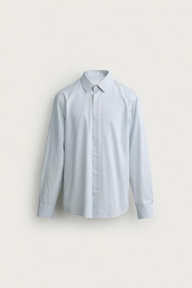 CAMISA REGULAR FIT LISTRADA - Verde/Branco da Zara