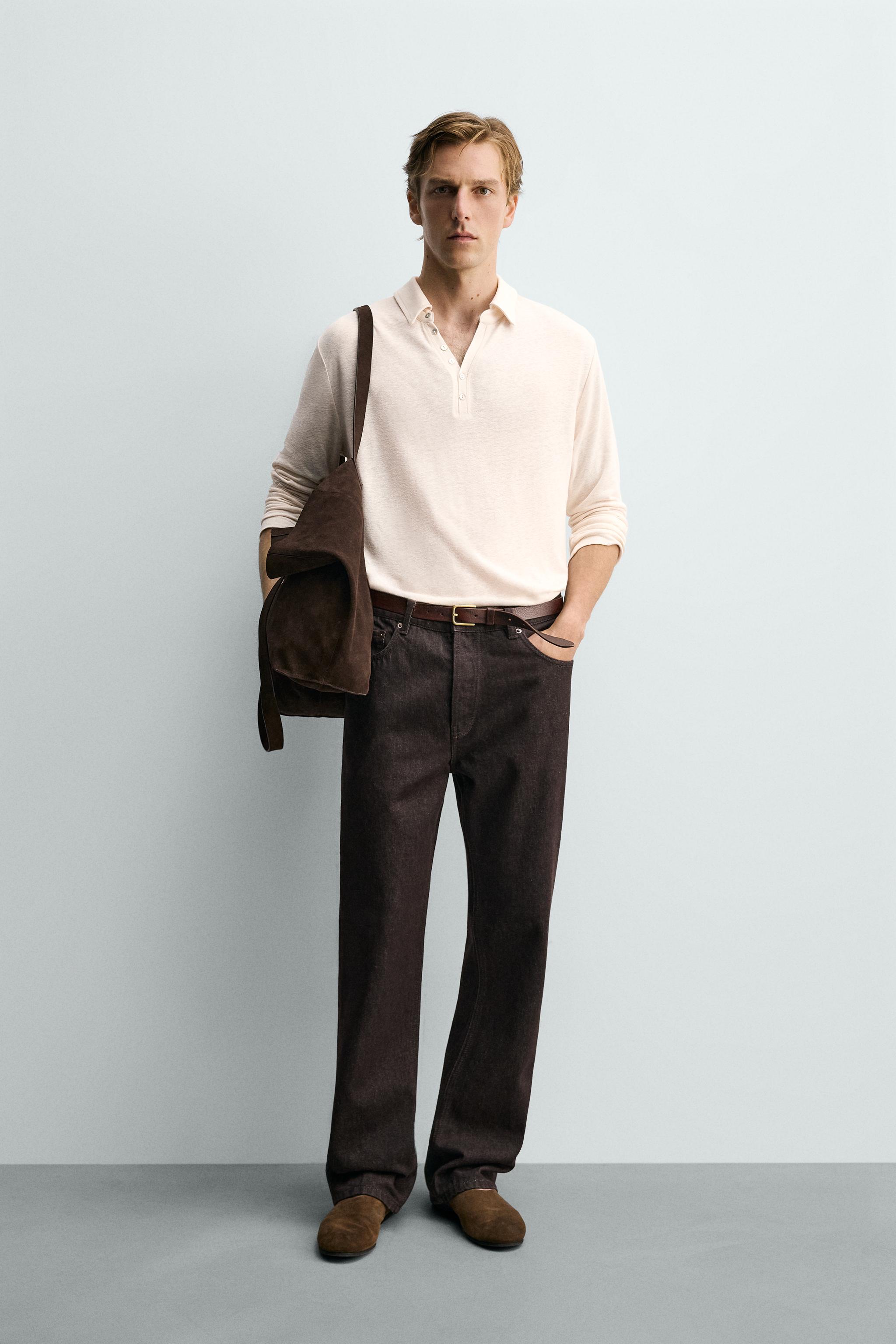 RELAXED FIT VISCOSE - LINEN POLO SHIRT