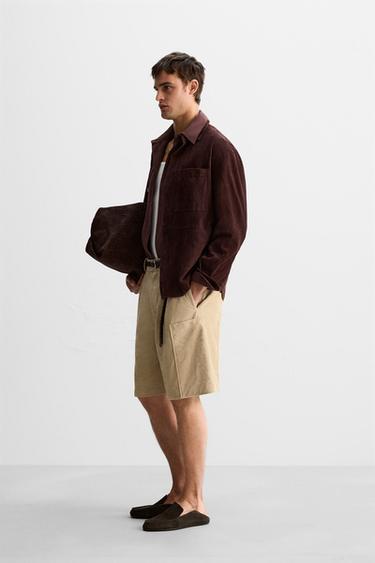 SUEDE LEATHER OVERSHIRT - LIMITED EDITION - Brown by Zara - Image 3