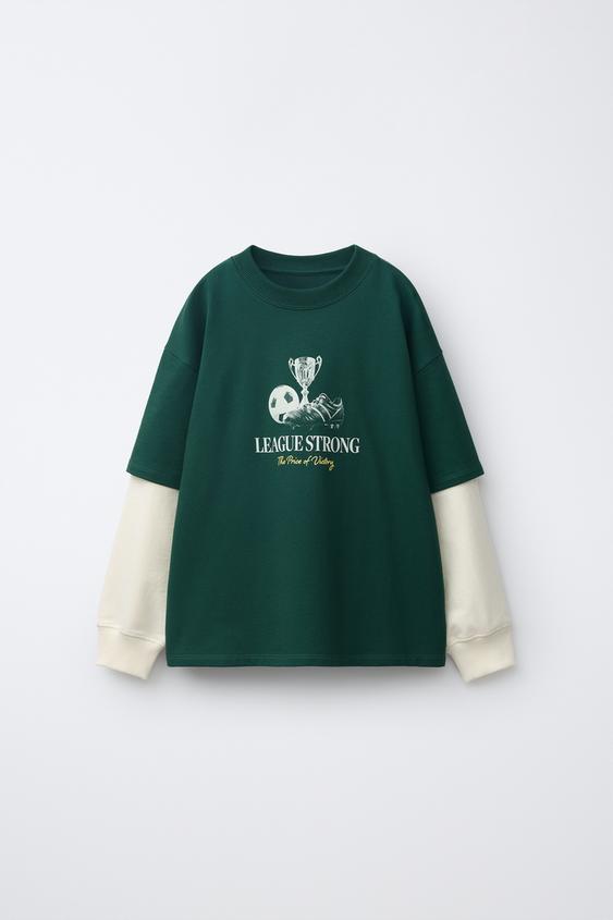 SUDADERA DOBLE MANGA - VERDE de Zara - Imagen 0