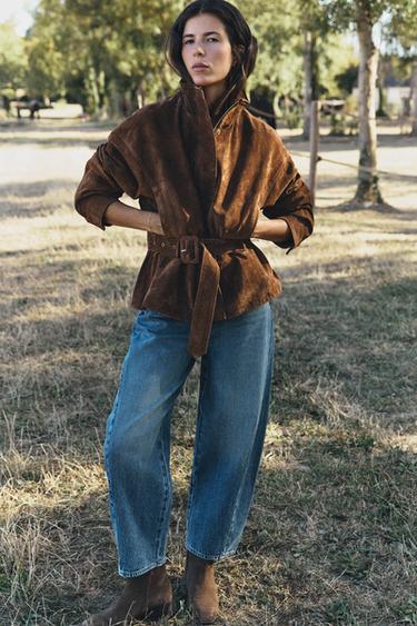 100% LEATHER BELTED JACKET — Brown 2
