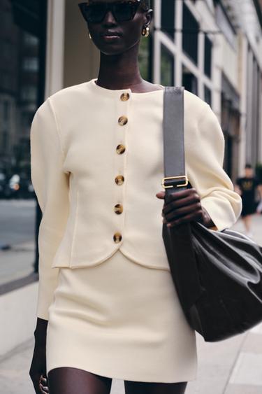 FALDA MINI PUNTO - Beige de Zara