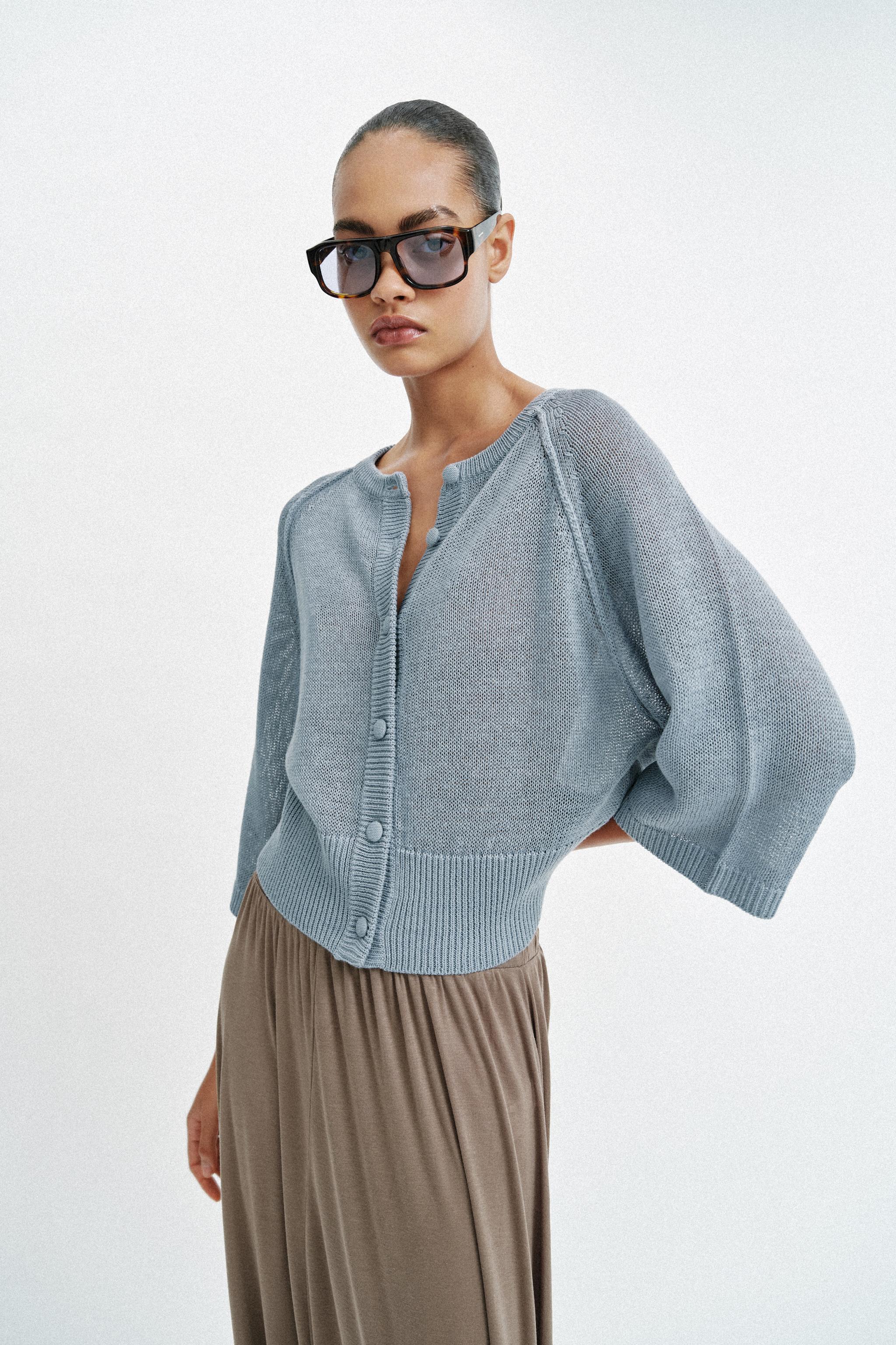 RUSTIC KNIT JACKET - Blue gray | ZARA United States RUSTIC KNIT JACKET - Blue gray | ZARA United States