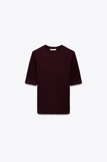 CAMISETA SOFT LANA 100% - Burdeos oscuro de Zara
