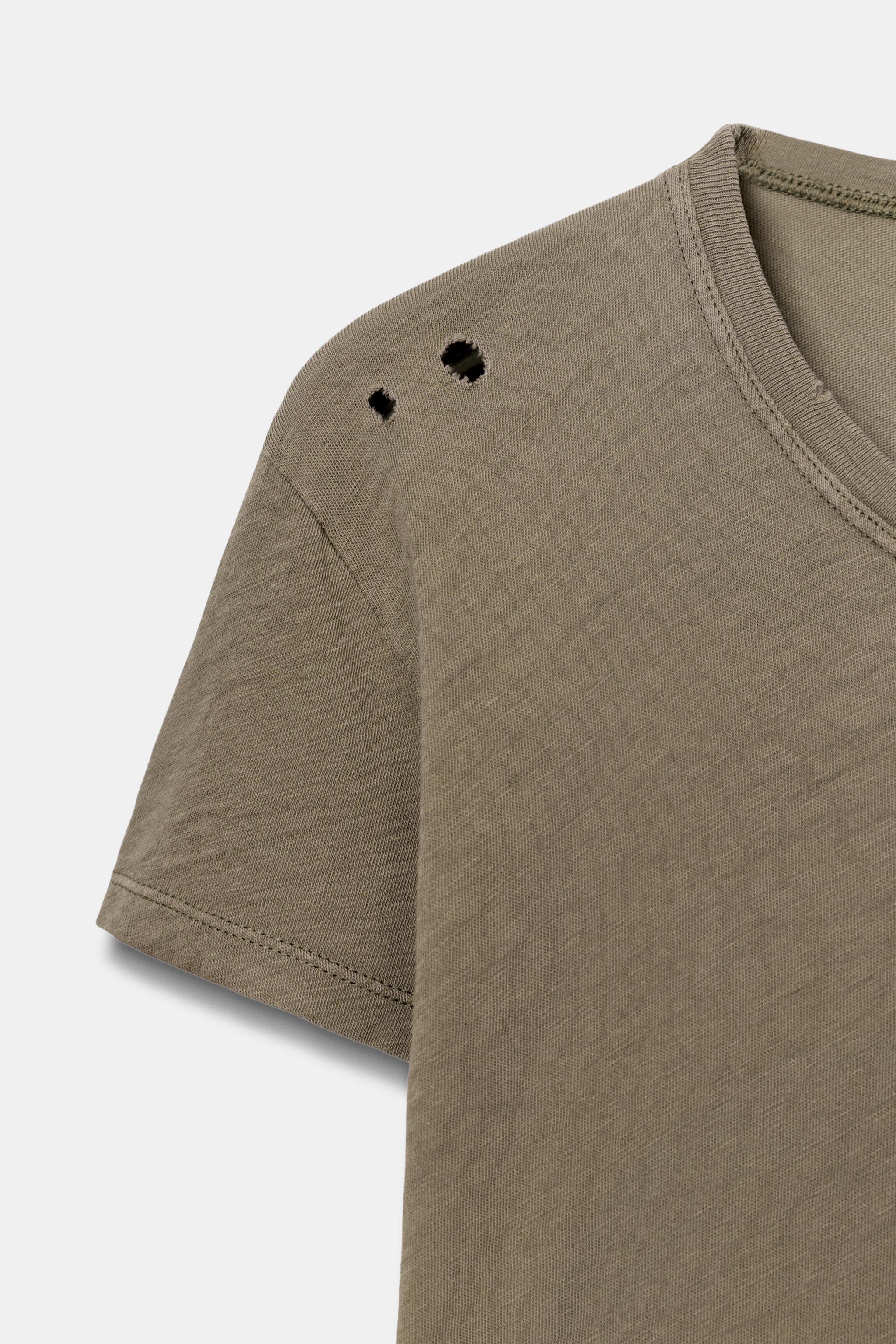 YIRTMAÇLI KISA KOLLU T-SHIRT - Görsel 6