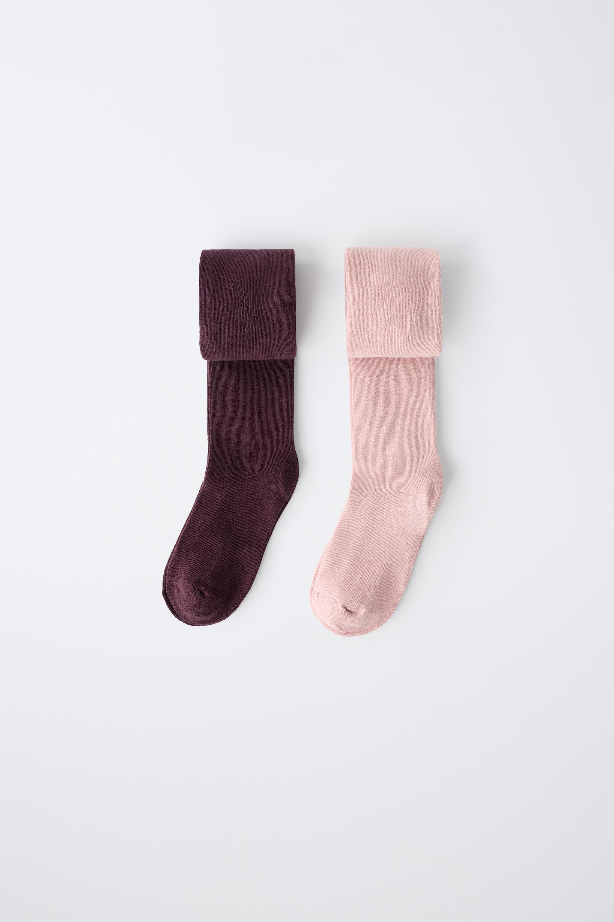 TWO-PACK SOLID TIGHTS — Dark pink
