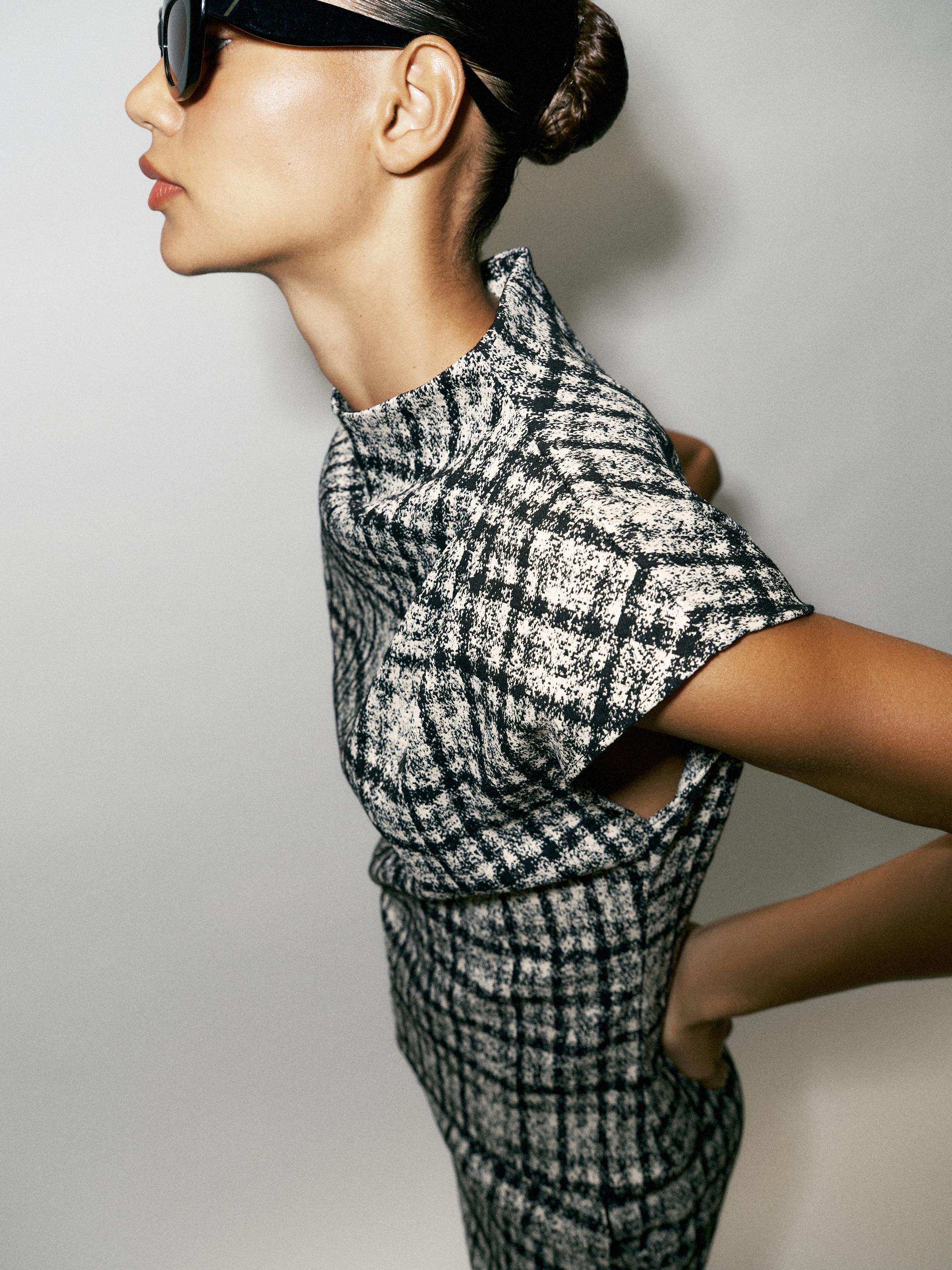Check High Neck Top by Zara