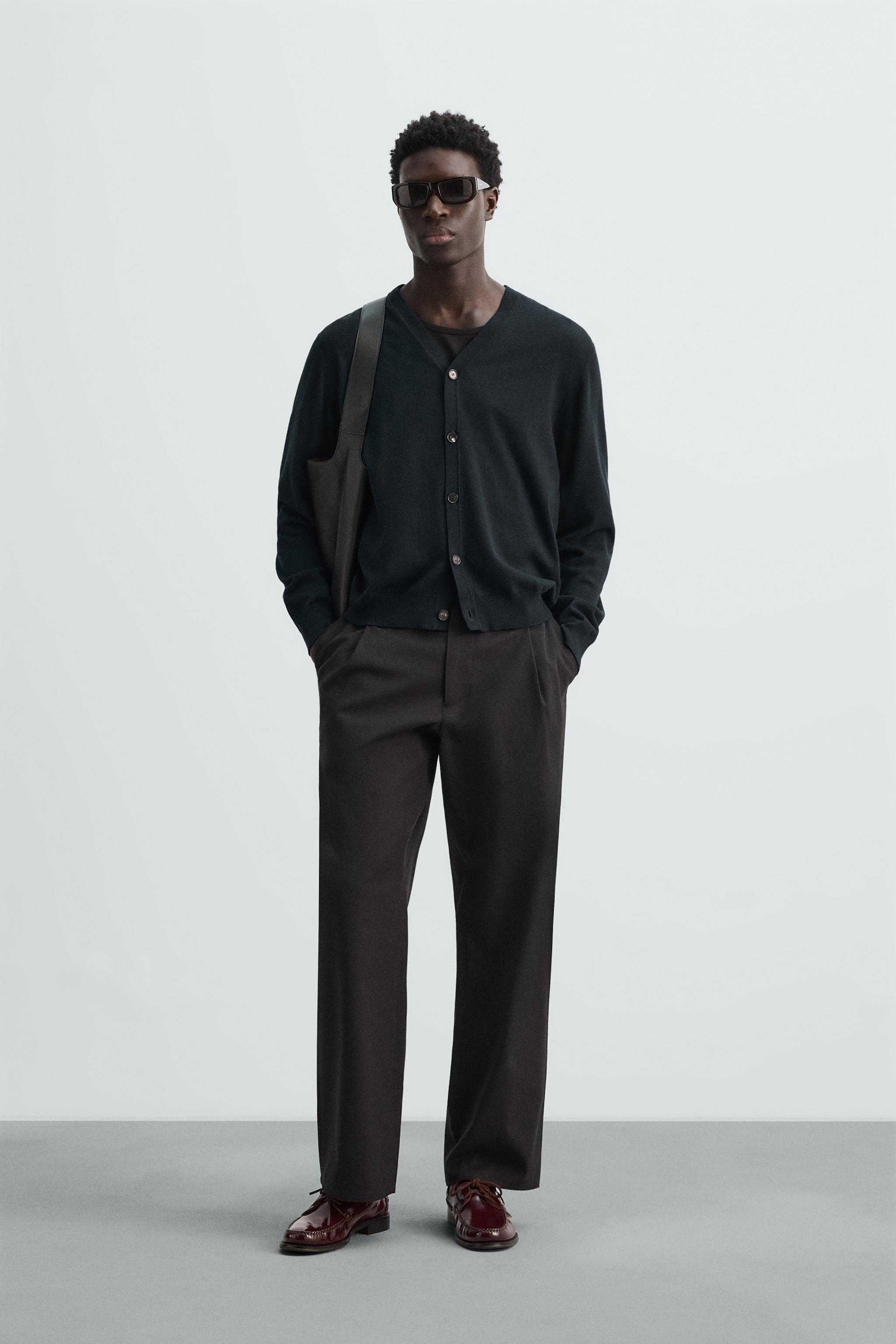 CARDIGAN DE ALGODÃO - LÃ - Azul-marinho-escuro | ZARA Brasil