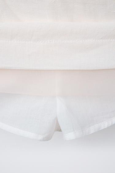 100% LINEN ORGANZA BERMUDA SKORT - Ecru by Zara - Image 4