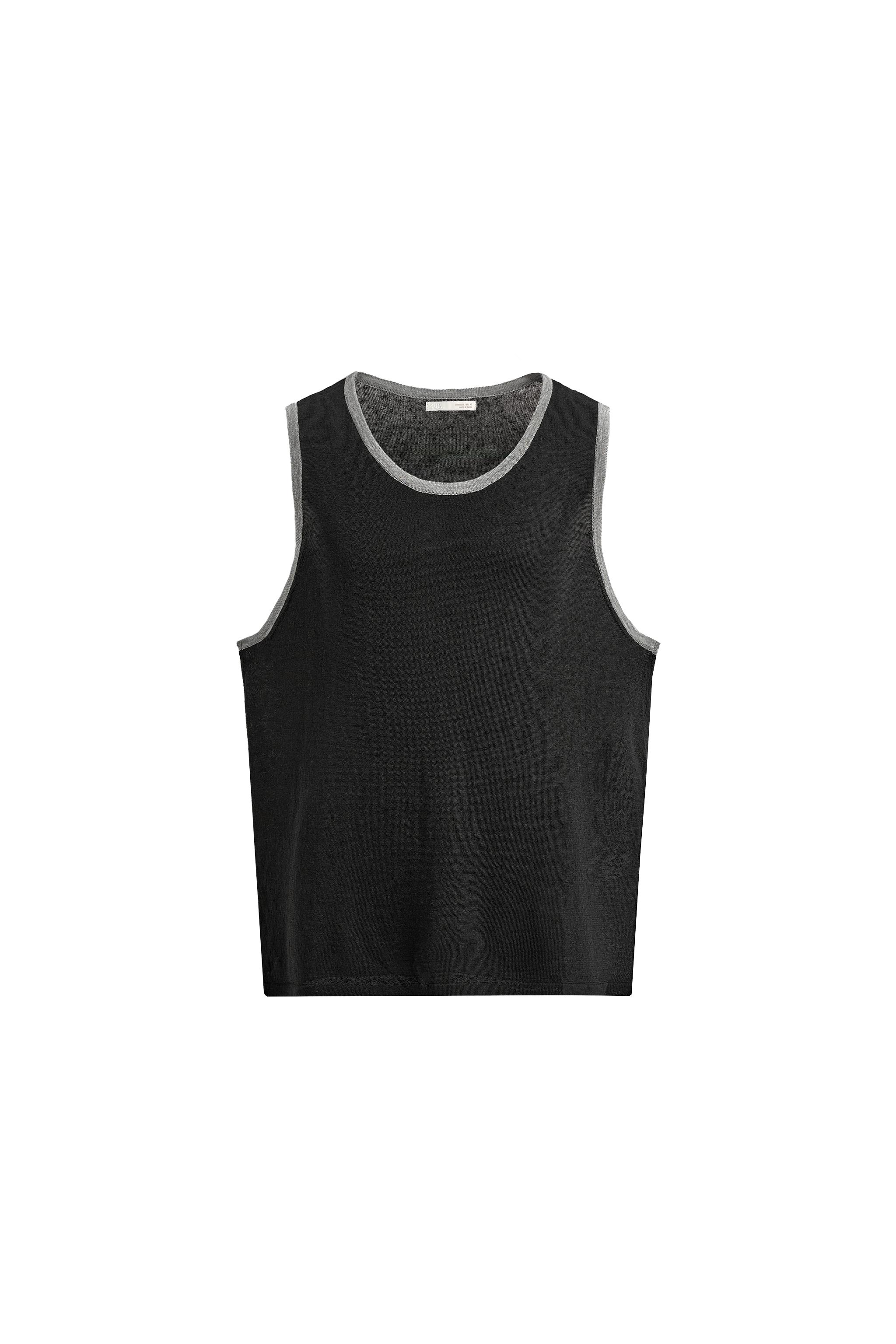 CONTRASTING LINEN BLEND KNIT TANK TOP - Black | ZARA Canada