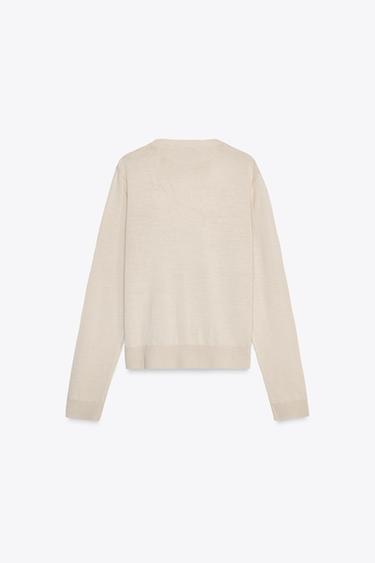 PLAIN WOOL BLEND KNIT SWEATER - Beige by Zara - Image 6