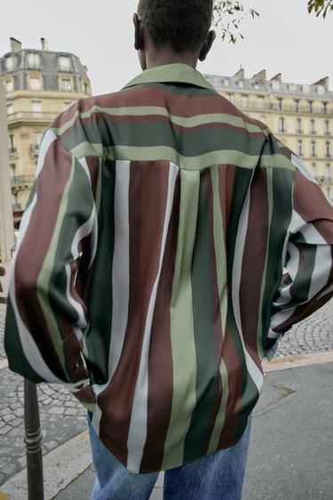BLOUSE SATINÉE À RAYURES - Multicolore de Zara - Image 4