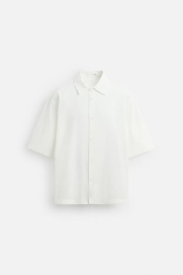 CHEMISE RELAXED FIT TEXTURÉE - Blanc de Zara - Image 8