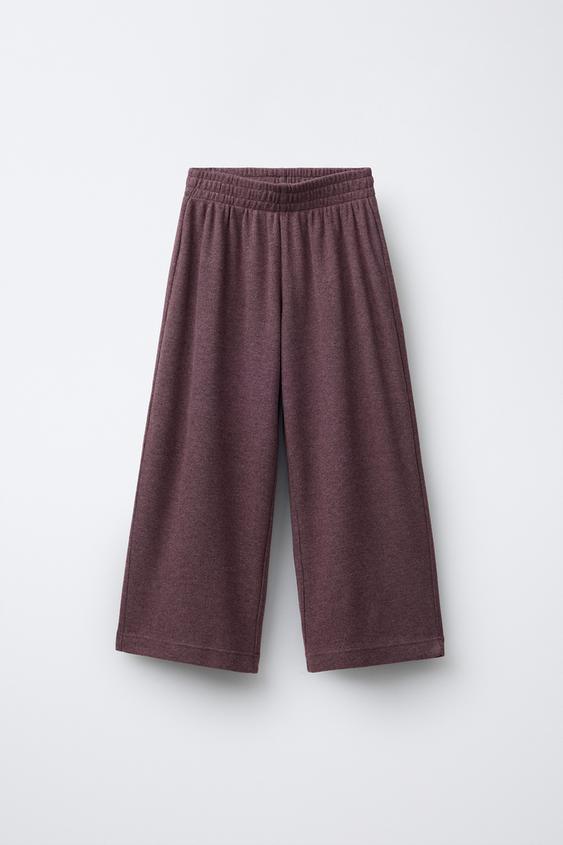 PANTALÓN WIDE LEG SOFT TOUCH - Berenjena de Zara - Imagen 0