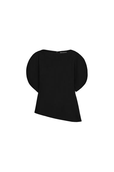 Zara PUFF SLEEVE TOP ZW COLLECTION - Black