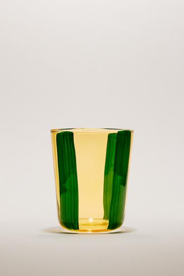 STRIPED GLASS TUMBLER - Green by Zara