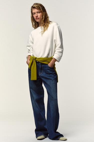 Zara RUSTIC SWEATSHIRT - Ecru