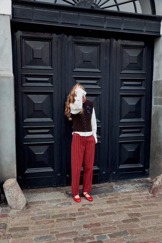Zara STRIPED STRAIGHT-LEG PANTS - 077 - Image 0