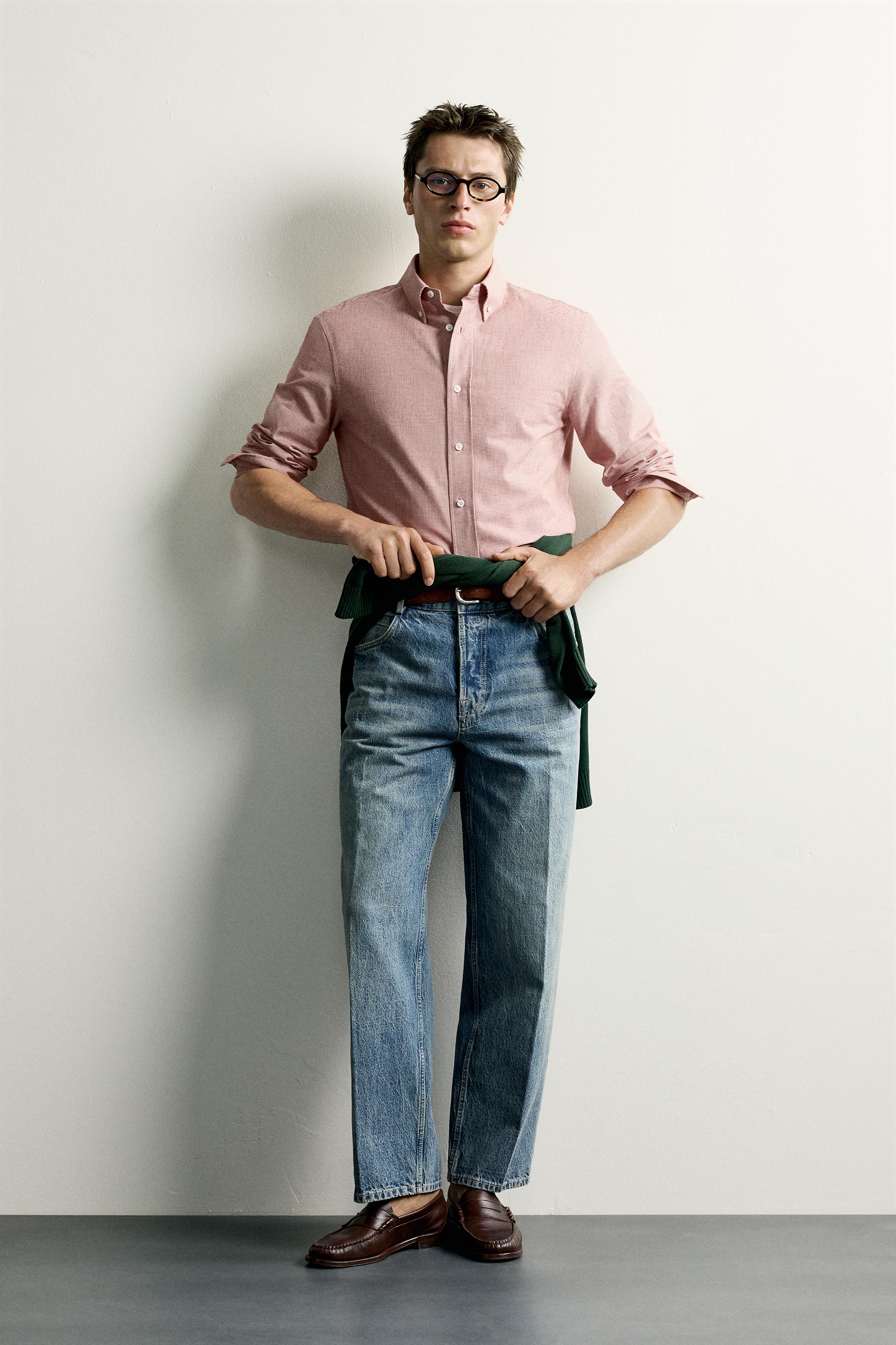 Мужские рубашки Zara HOUNDSTOOTH REGULAR FIT SHIRT