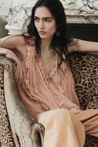 RUFFLED TOP - ZW COLLECTION - Peach by Zara - Image 0
