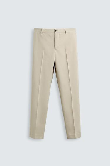 Zara TEXTURED SUIT PANTS - taupe brown