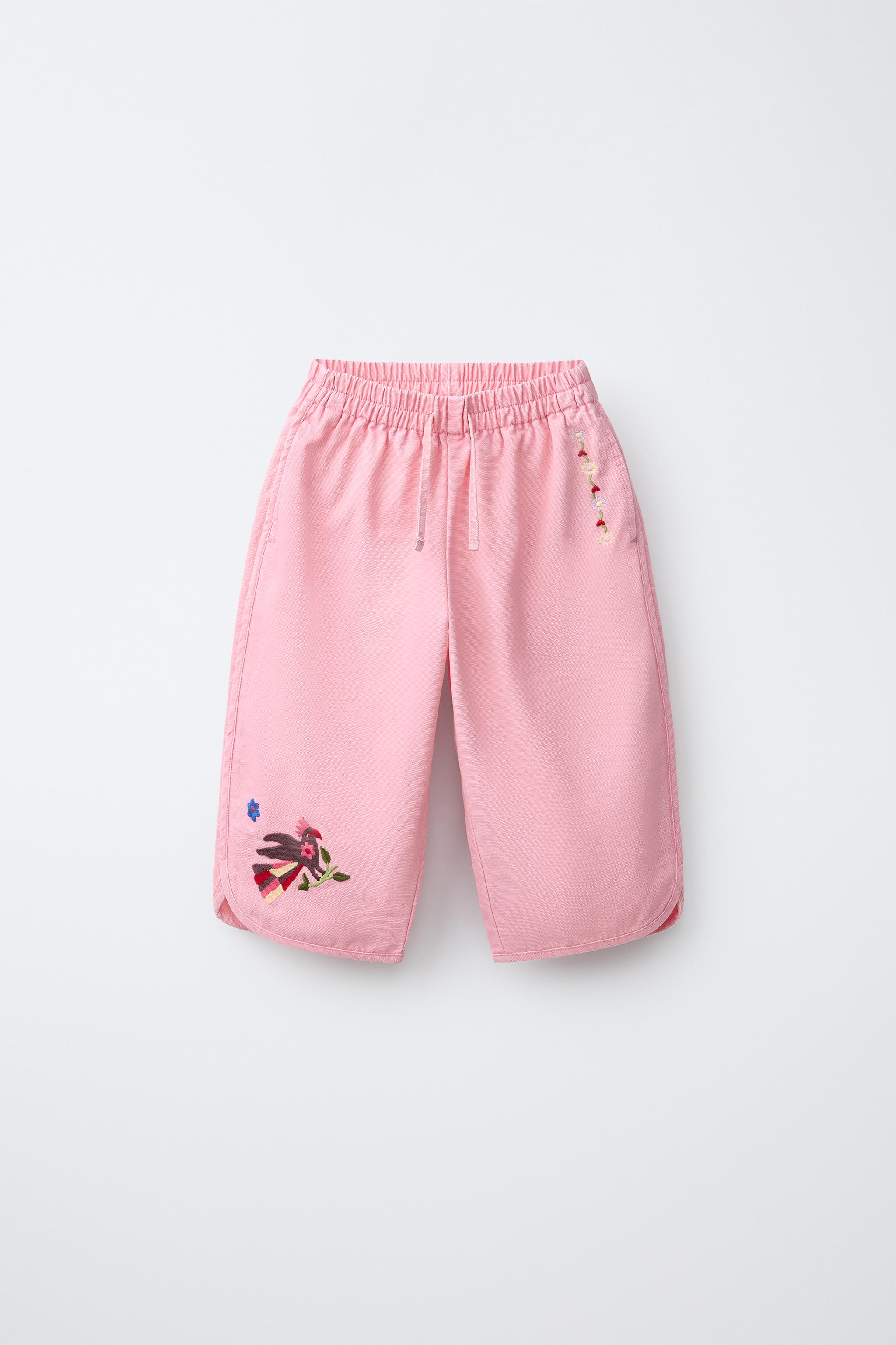 BAGGY EMBROIDERED PANTS SISSEL EDELBO X ZARA KIDS - Pink | ZARA Canada