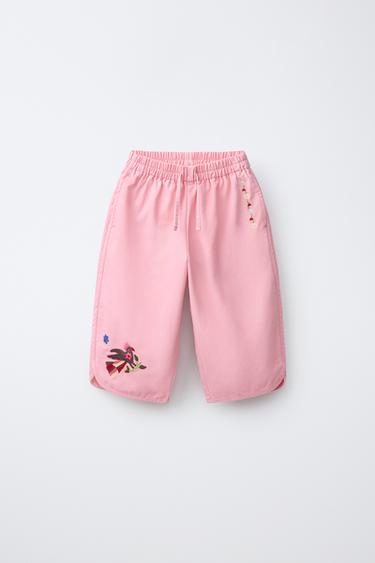 БРЮКИ BAGGY С ВЫШИВКОЙ SISSEL EDELBO X ZARA KIDS — РОЗОВЫЙ от Zara