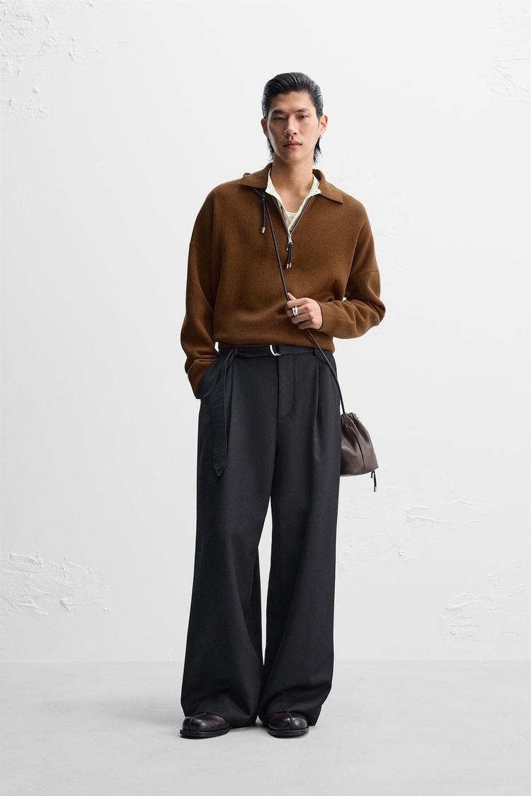 ニットジッパーポロシャツ X NANUSHKA - ブラウン | ZARA Japan / 日本