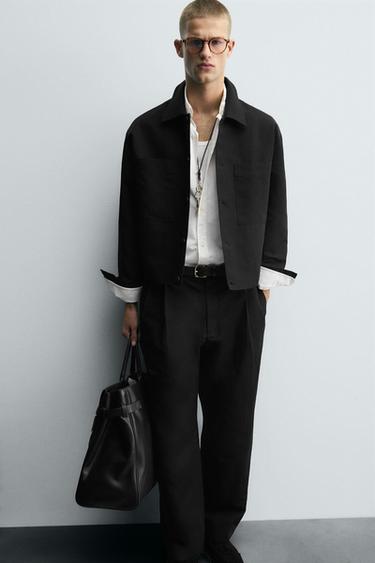 RELAXED FIT PLEATED TROUSERS - Black by Zara