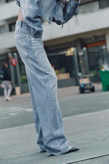 JEAN TRF DROIT STRASS TAILLE HAUTE - Bleu de Zara - Image 1