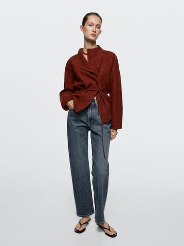 Zara Straight-leg high-waist jeans - Mid-blue