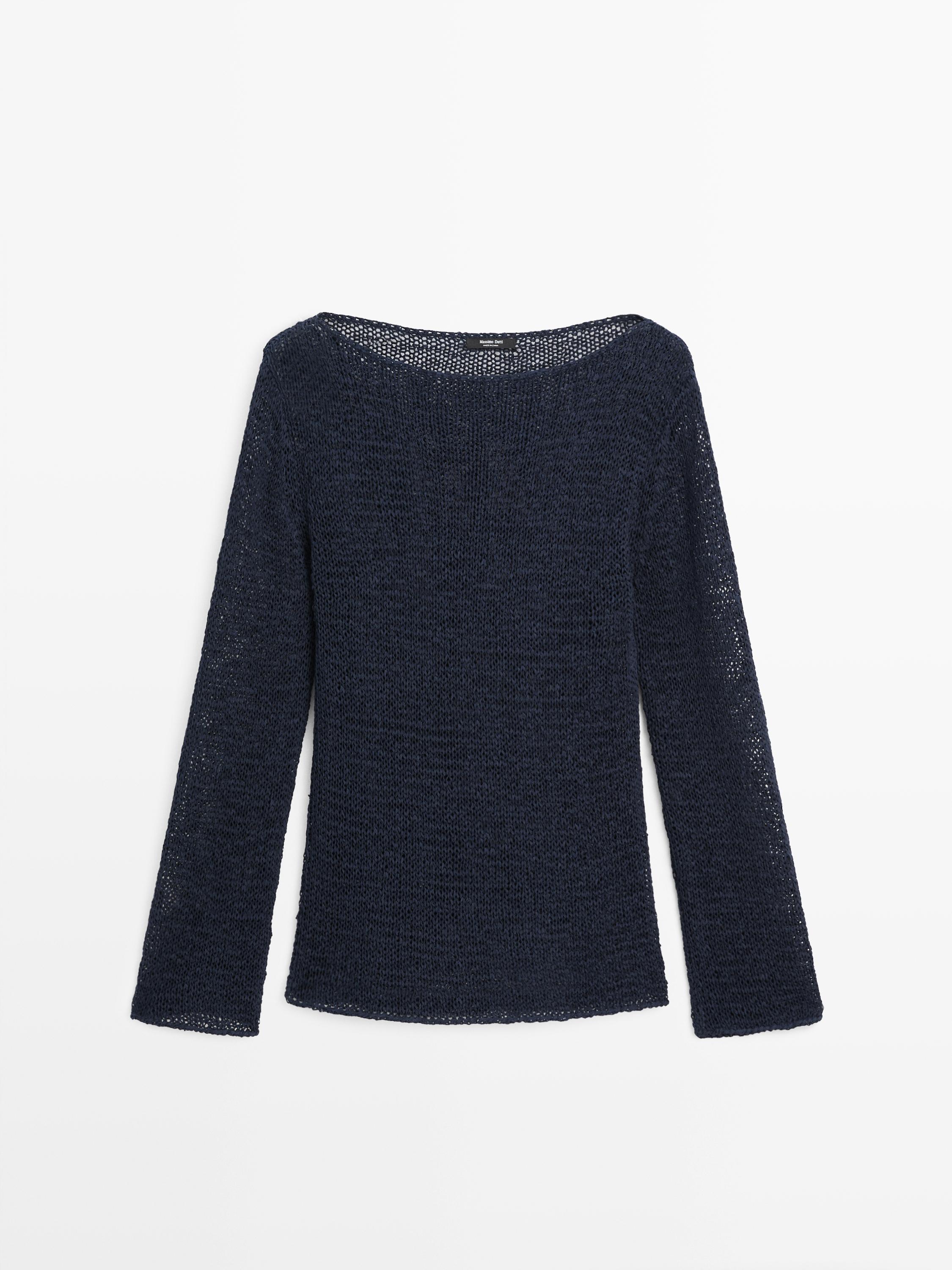 Pull en maille col bateau coton mélang