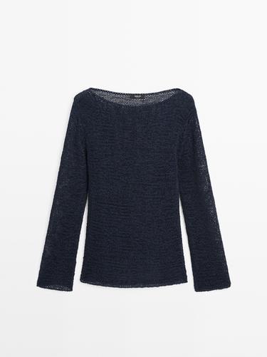 Jersey punto cuello barco mezcla algodón - 452 de Zara