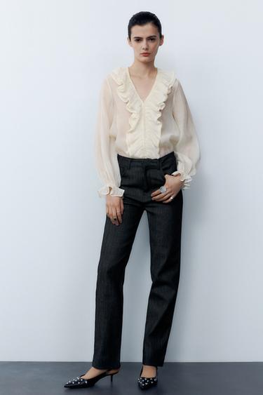 ZW COLLECTION BLOUSE WITH RUFFLES - Ecru by Zara