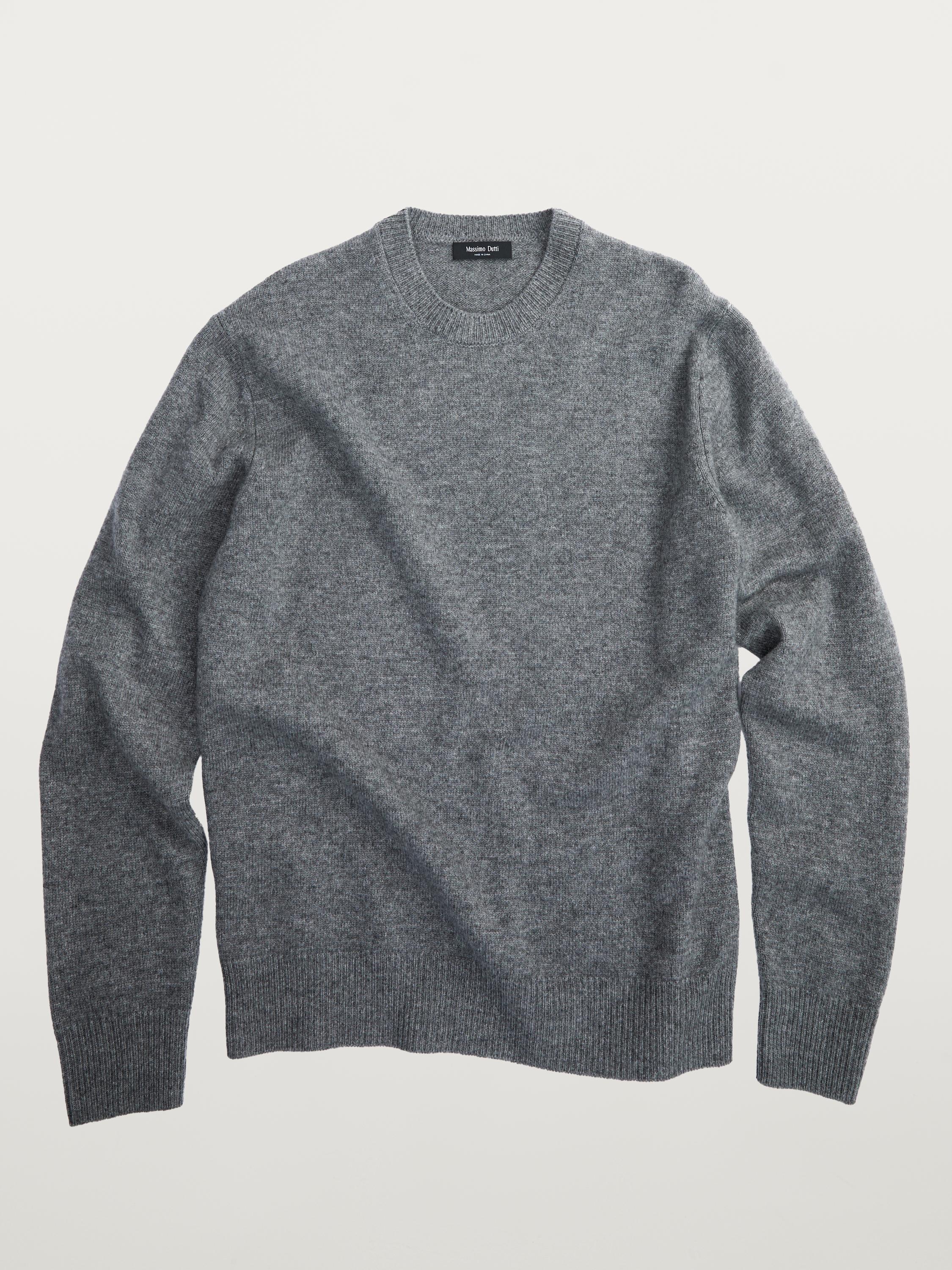 Wool blend crew neck knit sweater