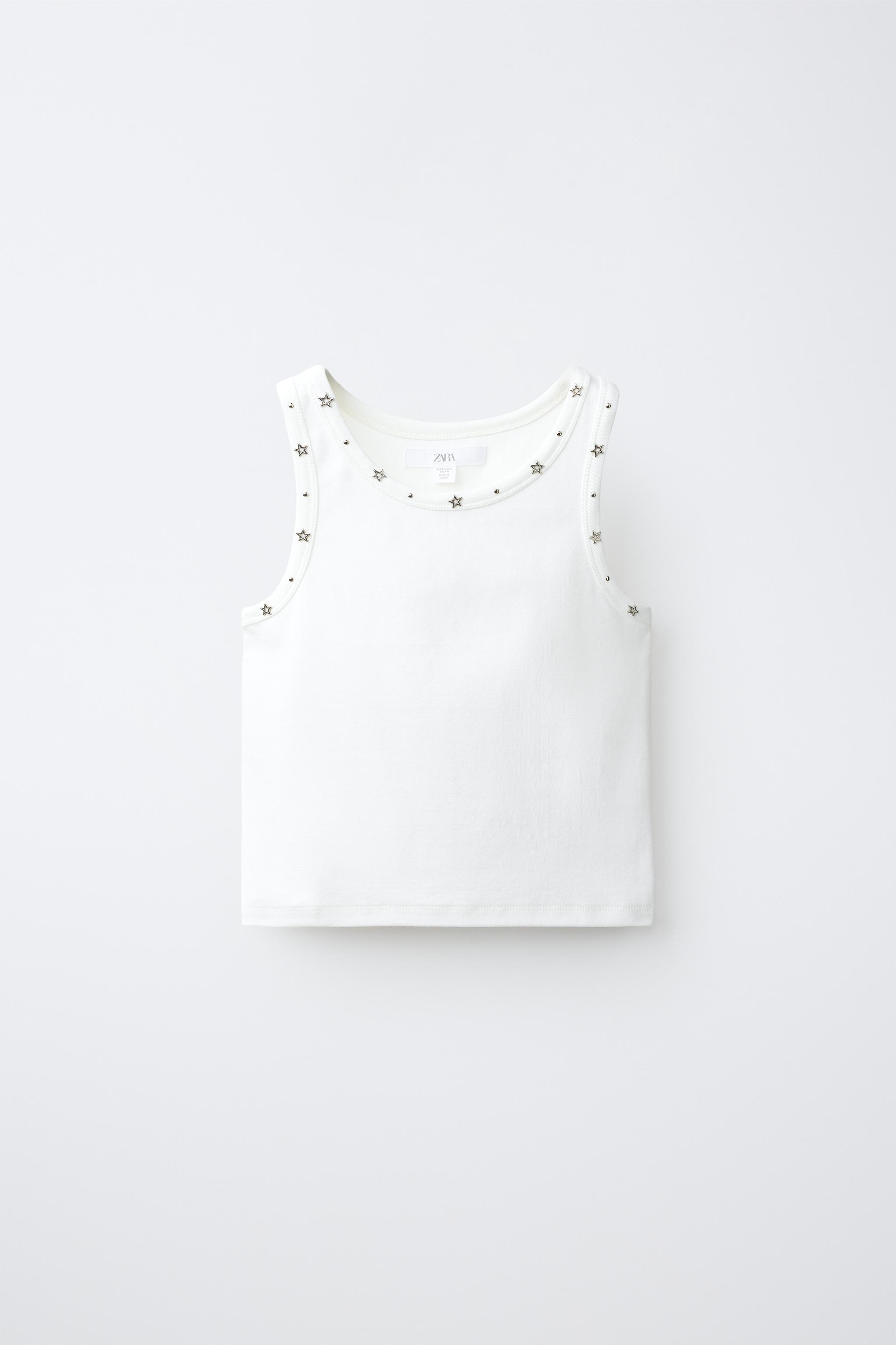 STUD AND STAR T-SHIRT — Oyster-white