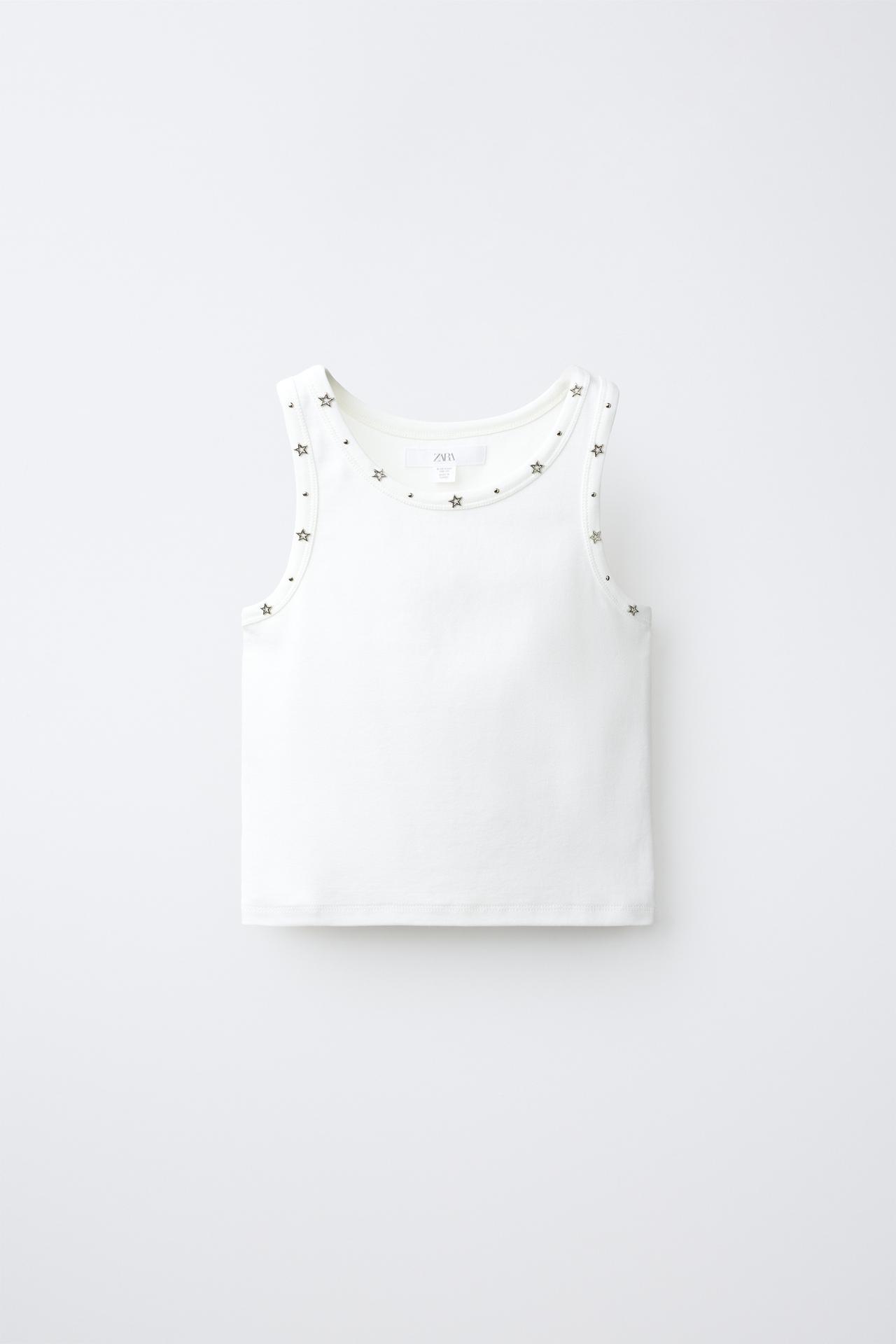 STUDDED STAR T-SHIRT — Oyster-white