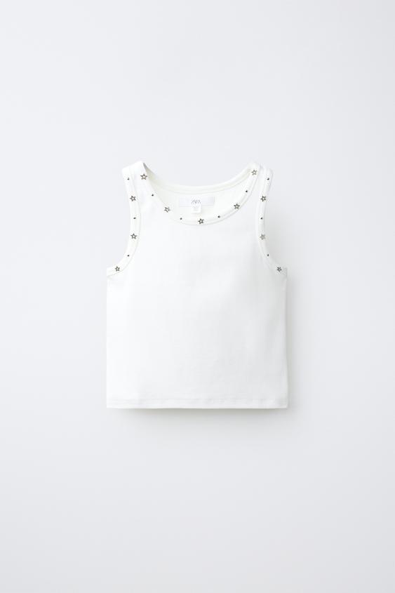 Zaras T-SHIRT MED NITAR OCH STJÄRNOR - Benvit - Bild 0
