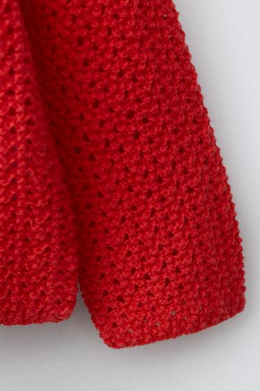 EMBROIDERED PETER PAN COLLAR CARDIGAN - Red by Zara - Image 3