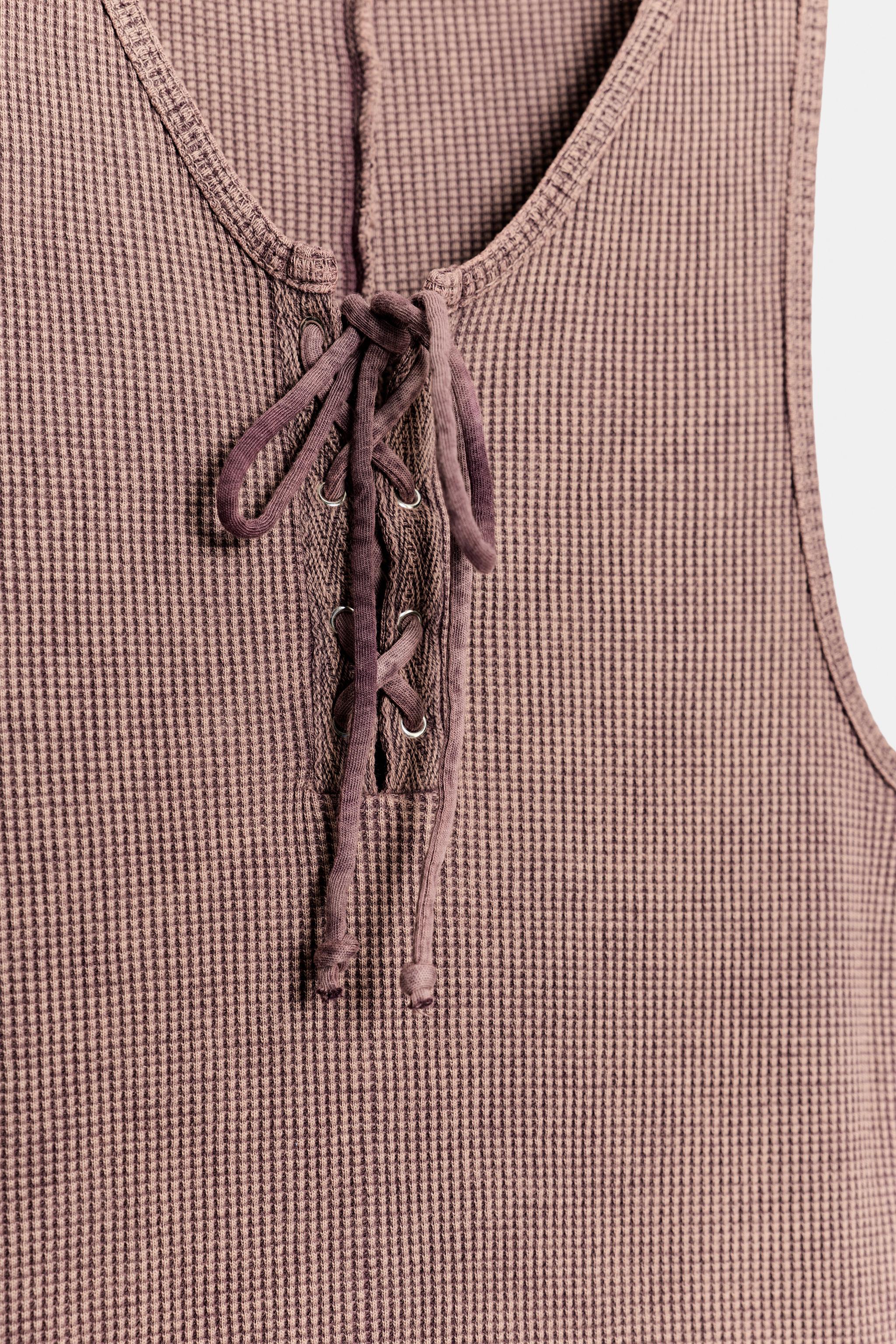 Женские топы Zara WASHED EFFECT DRAWSTRING TOP — фото 6