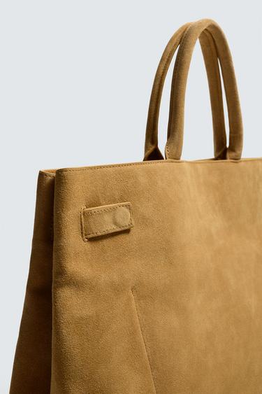 LEATHER HANDBAG WITH BELT DETAIL - Caramel Brown by Zara - Image 5