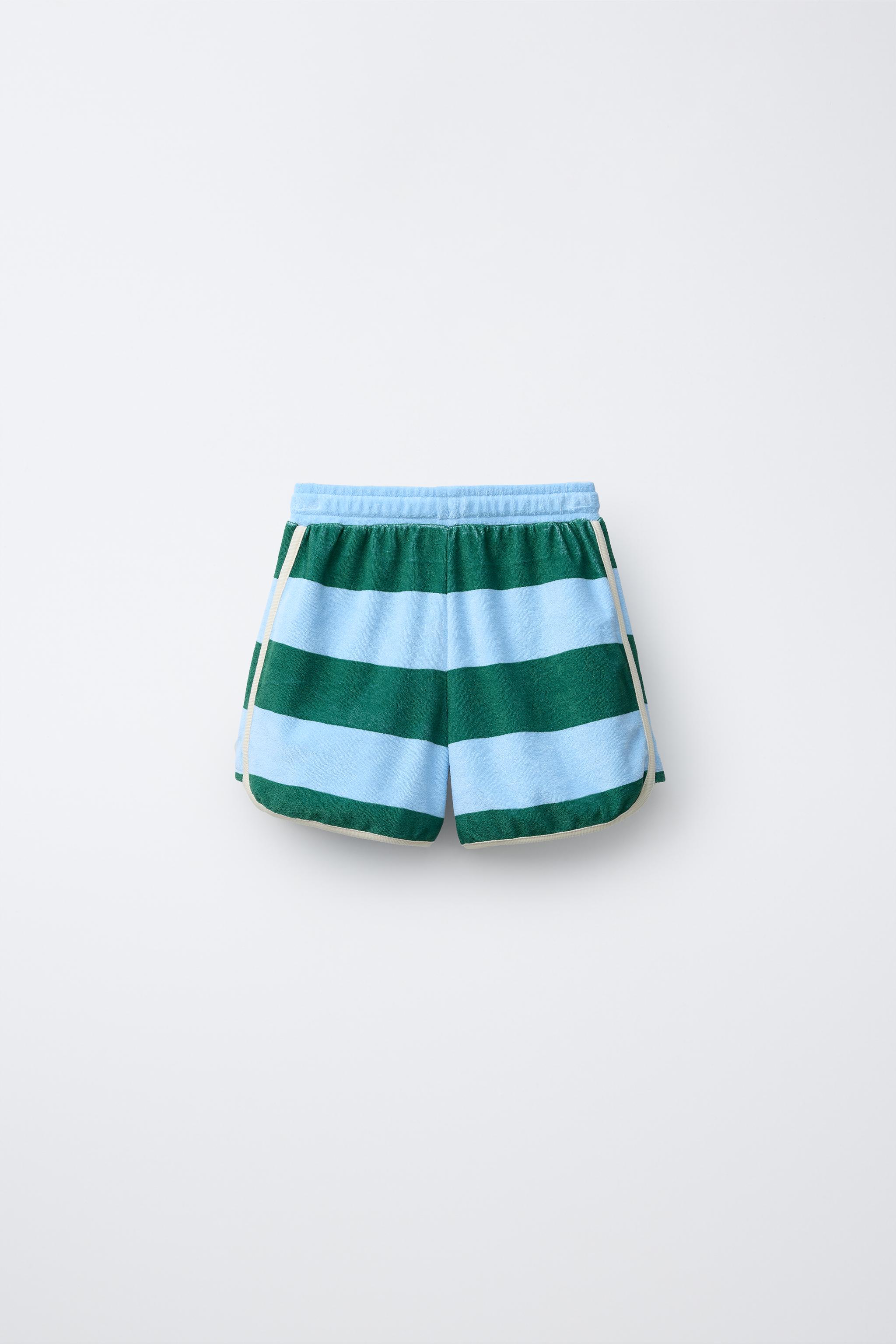 SHORT EFFET ÉPONGE À RAYURES