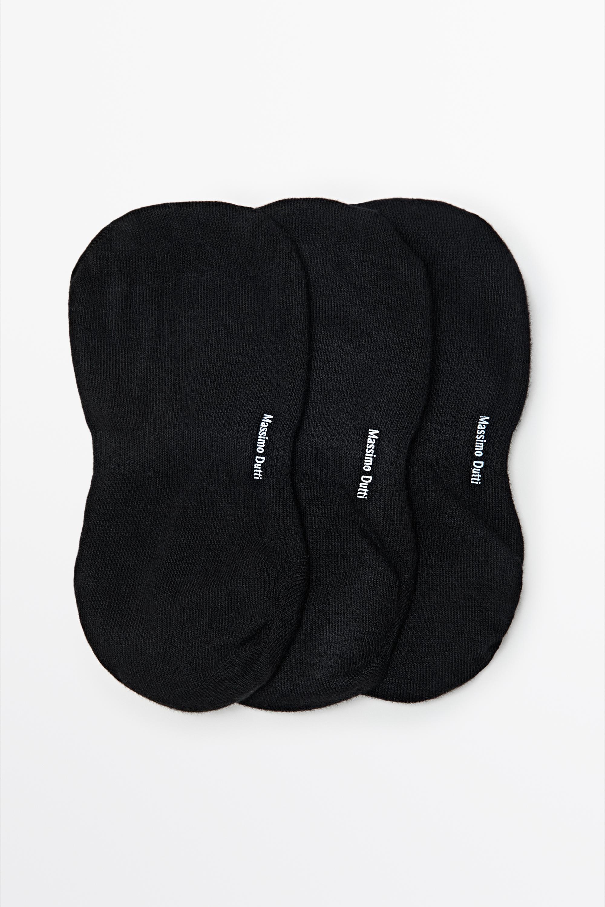 Pack of 3 pairs of no-show cotton blend socks — Black
