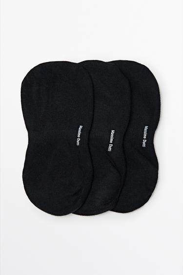 Zara Pack of 3 pairs of no-show cotton blend socks - Black - Image 0