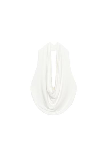 Zara DRAPED HALTER TOP - White
