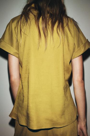 CHEMISE NŒUD AVEC LIN - Moutarde de Zara - Image 2