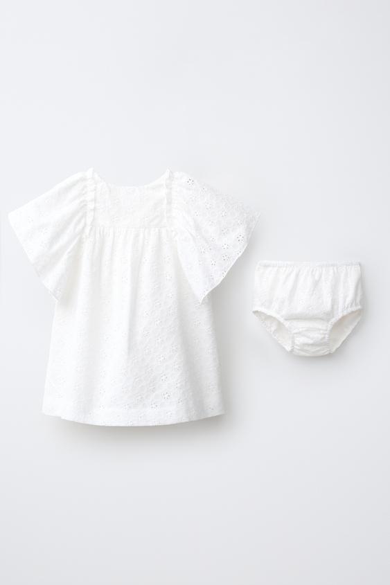 ENSEMBLE ROBE ET CULOTTE BRODÉS - Blanc de Zara - Image 0