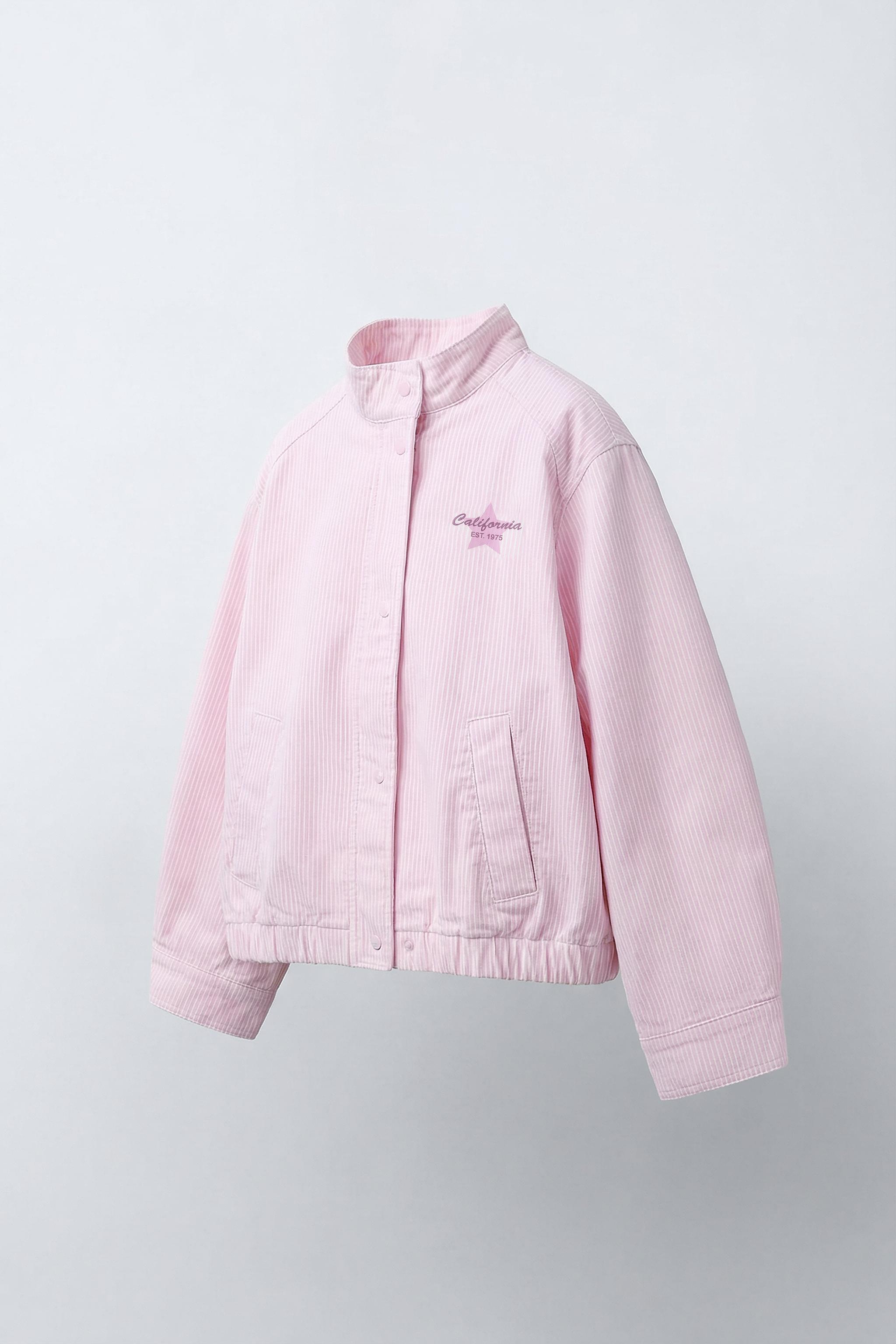 ジャケット・アウター Treat Urself Girly ribbon MA-1(pink) JAQUETA SARJA LISTRADA - Rosa / Branco | ZARA Brasil