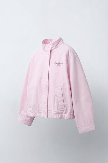 BLOUSON EN SERGÉ À RAYURES - Rose / Blanc de Zara - Image 1