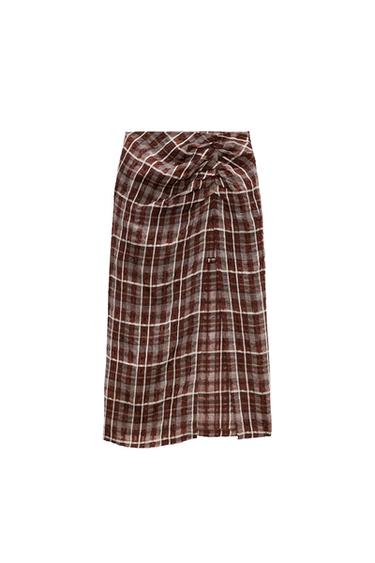 CHECK MIDI SKIRT